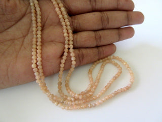 Natural Peach Moonstone 4mm Smooth Round Beads,  13.5 Inch Strand, GDS62