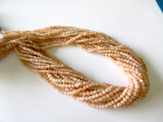 5 Strands Wholesale Natural Peach Moonstone 4mm Smooth Round Beads 13.5 Inch Strand GDS63 - Rondelles Ovals & Rounds