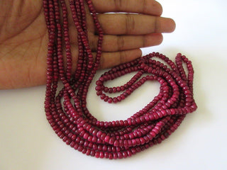 Ruby Bead Necklace, Natural Ruby Smooth Rondelle Beads, 3.5mm To 5.5mm Beads, Sold As 20/21/22 Inch Strand, GDS80