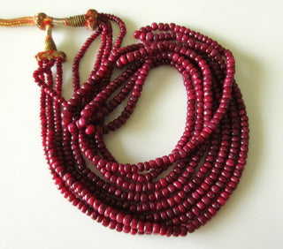 Ruby Bead Necklace, Natural Ruby Smooth Rondelle Beads, 3.5mm To 5.5mm Beads, Sold As 20/21/22 Inch Strand, GDS80