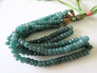 Green Corundum Emerald Color Necklace Faceted Emerald Beads 8mm To 10mm Beads 18 Inch Strand GDS81 - Rondelles Ovals &