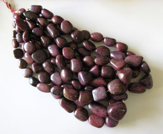 Natural Ruby Smooth Tumbles Beads, Natural Color Not Enhanced, 15mm To 22mm, 17 Inch Strand, GDS86