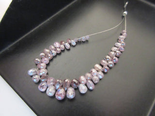 50 Pieces Beautiful Rare Pink Diamond Briolette Beads, Pink Diamond Faceted Tear Drop Beads, 2mm to 4mm Each, DDS298