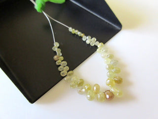 3mm to 4mm Beautiful Natural Yellow Diamond Briolette Beads, Faceted Tear Drop Diamond Beads, Sold As 10/22/45 Pieces, DDS315