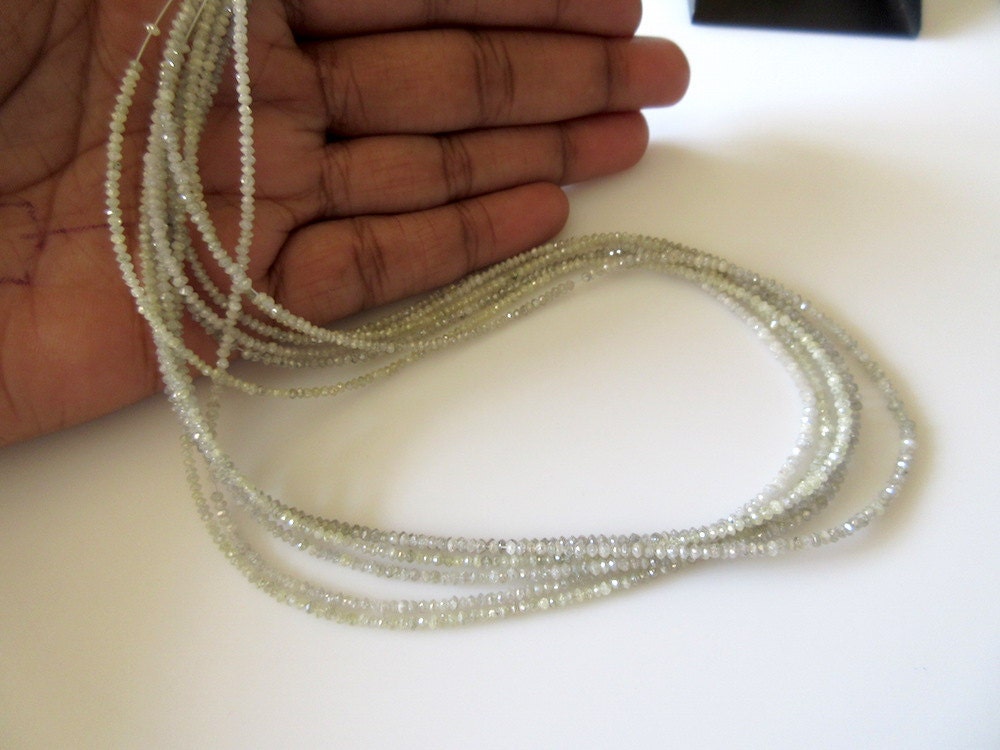 2mm to 3mm Natural White Raw Rough Uncut Diamond Beads, Natural White Diamond  Beads Loose, Sold as 4 Inch/8 Inch/16 Inch Strand, GFJ 