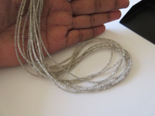 Rare Tiny All 2mm Faceted White Diamond Beads, Natural Raw Rough Loose Diamond Beads, Sold As 4 Inch/8 Inch/16 Inch Strand, DDS332