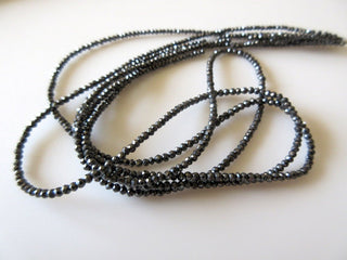 Rare Tiny All 2mm Black Diamond Faceted Beads, Natural Raw Rough Diamond Rondelle Beads, Sold As 4 Inch/8 Inch/16 Inch Strand, DDS337