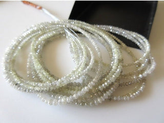 Rare Tiny All 2mm White/Grey Diamond Faceted Beads, Natural Raw Rough Loose Diamond Beads, Sold As 4 Inch/8 Inch/16 Inch Strand, DDS328