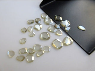 30 Pieces Wholesale White Moissanite Rose Cut, Flat Back Rose Cut Moissanite Cabochon, Mossanite Slice, 7mm To 10mm, MO4