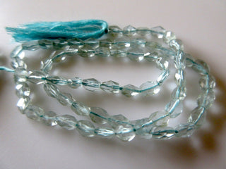 6-7mm Natural Aquamarine Faceted Oval Tumbles Beads 13 inches Strand GDS443