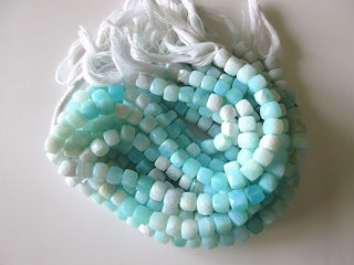 5 Strands Wholesale Peruvian Opal Beads, Blue Opal Beads, Natural Blue Opal Faceted Box Beads, 9mm Box Beads, 8 Inch Strand, SKU 107