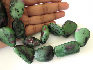 Ruby Zoisite Smooth Tumbles Beads, Natural Ruby Zoisite Tumbles, 22mm To 35mm Beads, Sold As 8 Inch Half Strand/16 Inch Strand, GDS516