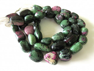 Natural Ruby Zoisite Smooth Large Tumbles Beads, 18mm To 27mm Beads, 6 Inch Half Strand/13 Inch Strand, GDS522