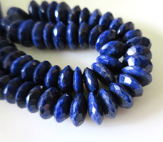 Blue Sapphire German Cut Faceted Disc Shaped Tyre Rondelle Beads, 8mm To 12mm Beads, Sold As 8 Inch Half Strand/16 Inch Strand, GDS555