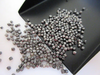 1 Carat Tiny 1-2mm Drilled Box Shaped Natural Grey Black Raw Diamond Beads, Natural Uncut Diamond Cubes For Jewelry, Sku-DDS277/4