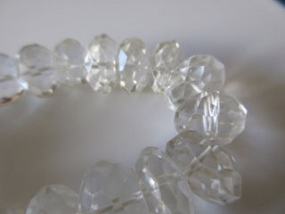 Natural Crystal Quartz Micro Faceted Rondelle Beads, Clear Rock Crystal 15mm Beads, Sold As 7 Inch/15 Inch Strand/3 Strands, GDS146