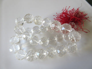 Natural Rock Crystal Quartz Micro Faceted Round Beads, Quartz Crystal 14mm To 20mm Beads, Sold As 5 Inch Half Strand/10 Inch Strand, GDS149