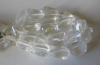 Huge Crystal Quartz Step Cut Faceted Tumbles Beads, Natural Rock Quartz Crystal Beads 15mm To 26mm Beads, 8 Inch/16 Inch/5 Strands, GDS158