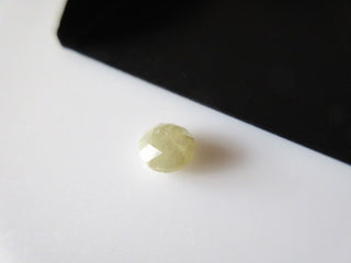 6mm Light Green Yellow Rose Cut Diamond Loose, Raw Rough Diamond Rose Cut, Faceted Cabochon, DDS354