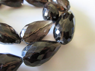 Natural Smoky Quartz Faceted Straight Drilled Tear Drop Briolette Beads, 20mm to 25mm Beads 17 Inch Strand, GDS170