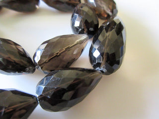 3 strands Wholesale Huge Rare 25mm To 30mm Natural Smoky Quartz Faceted Straight Drilled Tear Drop Briolette Beads, 17 Inch Strand, GDS169
