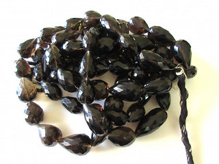 3 Strands Wholesale Natural Smoky Quartz Faceted Straight Drilled Tear Drop Briolette Beads, 20mm to 25mm Beads 17 Inch Strand, GDS172