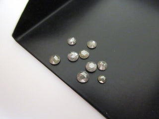 3pcs Rose Cut Diamond Loose, Rough Diamond Rose Cut, Grey Raw Diamond, Faceted Cabochon, 5mm To 4mm Each