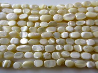 Natural Mother Of Pearl Oval Tumbles Beads, Mother Of Pearl Jewelry, 9mm Beads, 13 Inch Strand, GDS203