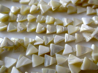 5 Strands Wholesale Natural Mother Of Pearl Fancy Shaped Triangle Beads, Mother Of Pearl Jewelry, 9mm To 10mm Beads, 13 Inch Strand, GDS208