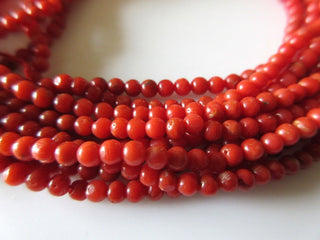 Wholesale Natural Italian Coral 3mm Round Beads, Smooth Original Italian Coral Beads, 16 Inch Strand, Sold As 5 Strand/25 Strands, GDS234