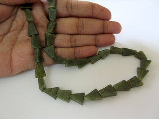 5 Strands Wholesale Vessonite Green Garnet Fancy Triangle Shaped Beads, 11mm To 10mm Each, 13 Inch Strand, GDS239