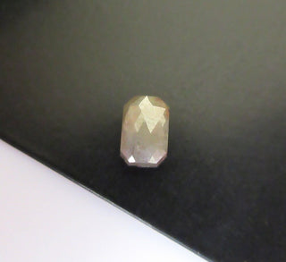 1.25CTW/7mm White Grey Emerald Cut Rose Cut Diamond Loose Cabochon, Natural Faceted Diamond Rose Cut, Dds401/7