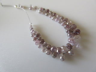 2 Pieces 3mm Each Beautiful Rare Pink Diamond Briolette Beads, Pink Diamond Faceted Tear Drop Beads, DDS301