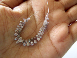 50 Pieces Beautiful Rare Pink Diamond Briolette Beads, Pink Diamond Faceted Tear Drop Beads, 2mm to 4mm Each, DDS298