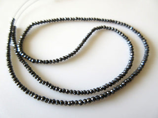 Rare Tiny All 2mm Black Diamond Faceted Beads, Natural Raw Rough Diamond Rondelle Beads, Sold As 4 Inch/8 Inch/16 Inch Strand, DDS337