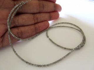 Rare Tiny All 2mm Faceted Perfect Round Grey Diamond Beads, Natural Raw Rough Diamond Beads, Sold As 4 Inch/8 Inch/16 Inch Strand, DDS347