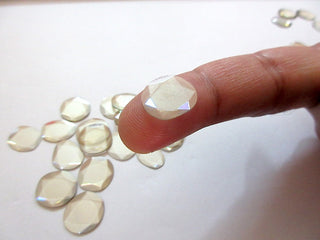 5 Piece Huge 12mm to 15mm White Moissanite Rose Cut, Flat Back Moissanite Rose Cut Cabochon, Rose Cut Diamond Slice, Moissanite Slice, MO7