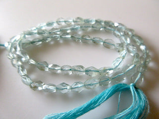 6-7mm Natural Aquamarine Faceted Oval Tumbles Beads 13 inches Strand GDS443