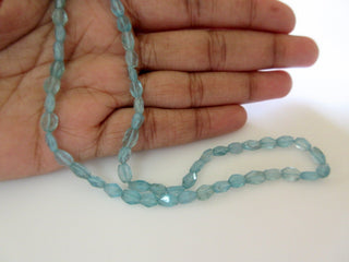 Natural Blue Apatite Faceted Oval Tumble Beads, 7mm Approx Apatite Beads, 12 Inch Strand, GDS446