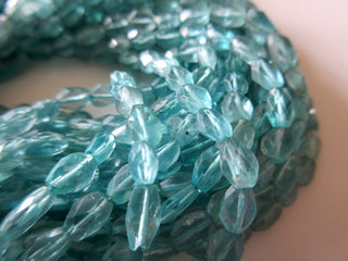 Natural Blue Apatite Faceted Oval Tumble Beads, 7mm Approx Apatite Beads, 12 Inch Strand, GDS446