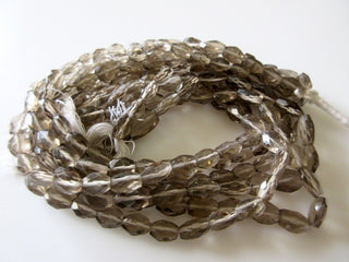 Natural Smoky Quartz Faceted Oval Tumbles Beads 11mm Each Approx 13 Inch Strand GDS452 - Rondelles Ovals & Rounds