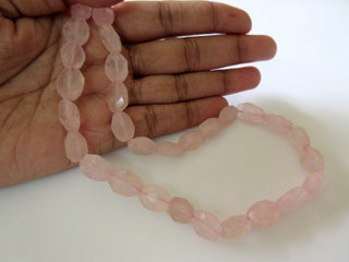 Natural Rose Quartz Faceted Oval Tumbles Beads, 9mm To 10mm Each, 13 Inch Strand, Sold As 5 Strand/50 Strands, GDS458