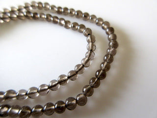 Natural Smoky Quartz Smooth Round Beads, 3mm Round Smoky Quartz Beads, 13.5 Inch Strand, Sold As 5 Strand/50 Strands, GDS475