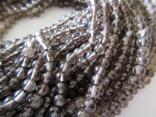 Natural Smoky Quartz Smooth Round Beads, 3mm Round Smoky Quartz Beads, 13.5 Inch Strand, Sold As 5 Strand/50 Strands, GDS475