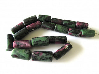 Natural Ruby Zoisite Smooth Pipe Shaped Tube Large Tumbles Beads, 20mm To 30mm Beads, Sold As 9 Inch Strand/18 Inch Strand, GDS519