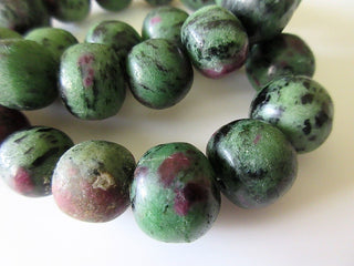 Natural Ruby Zoisite Smooth Large Round Beads, 12mm To 19mm Ruby Zoisite Rondelles , 8 Inch Half Strand/16 Inch Full Strand, GDS524