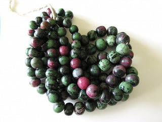 Natural Ruby Zoisite Smooth Large Round Beads, 12mm To 19mm Ruby Zoisite Rondelles , 8 Inch Half Strand/16 Inch Full Strand, GDS524
