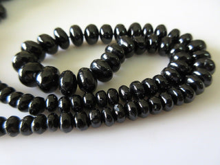 Black Spinel Gemstone Smooth Rondelle Beads, 6mm To 10mm Spinel Beads, 16 Inch Strand, Sold As 5 Strand/50 Strands, GDS534
