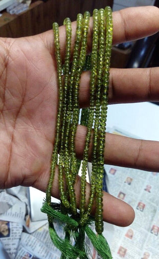 4mm Green Garnet Vessuvianate Vessonite Rondelle Beads, Vessonite Beads, 13 Inch Strand
