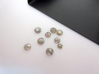 3pcs Rose Cut Diamond Loose, Rough Diamond Rose Cut, Grey Raw Diamond, Faceted Cabochon, 5mm To 4mm Each